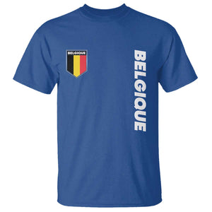 Belgique Belgium Flag Shield Minimalist Graphic T Shirt French Belgian Pride and European Heritage Souvenir TS02 Royal Blue Print Your Wear