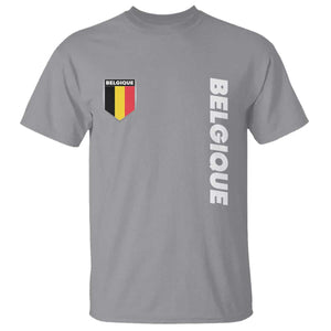 Belgique Belgium Flag Shield Minimalist Graphic T Shirt French Belgian Pride and European Heritage Souvenir TS02 Sport Gray Print Your Wear