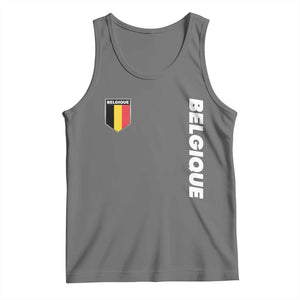 Belgique Belgium Flag Shield Minimalist Graphic Tank Top French Belgian Pride and European Heritage Souvenir TS02 Black Heather Print Your Wear
