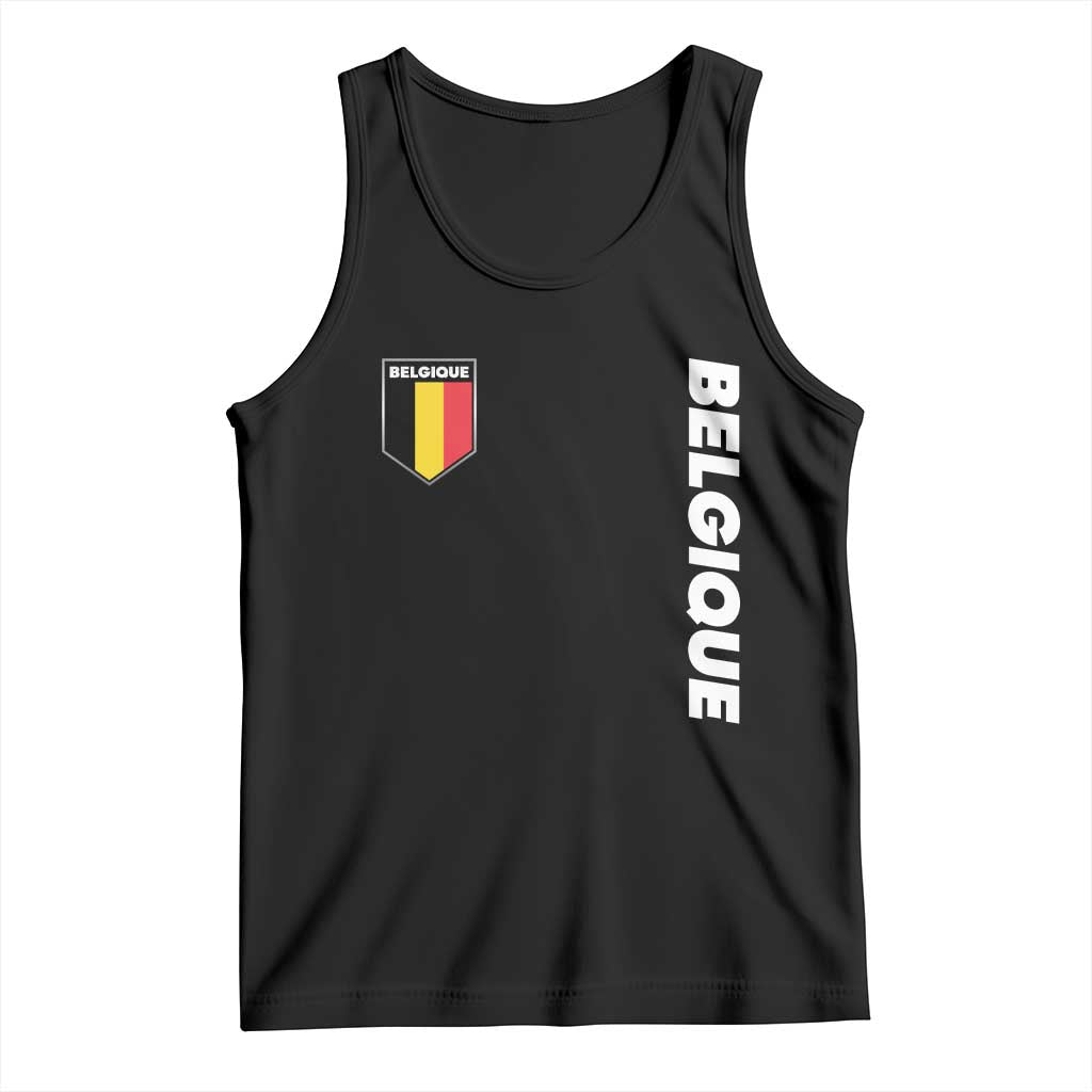Belgique Belgium Flag Shield Minimalist Graphic Tank Top French Belgian Pride and European Heritage Souvenir TS02 Black Print Your Wear