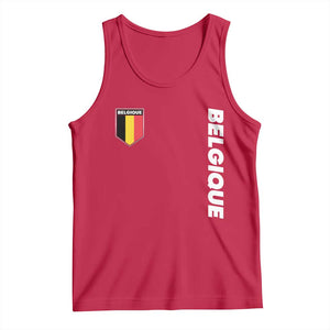 Belgique Belgium Flag Shield Minimalist Graphic Tank Top French Belgian Pride and European Heritage Souvenir TS02 Red Print Your Wear