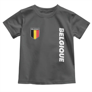 Belgique Belgium Flag Shield Minimalist Graphic Toddler T Shirt French Belgian Pride and European Heritage Souvenir TS02 Dark Heather Print Your Wear