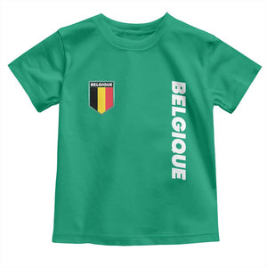 Belgique Belgium Flag Shield Minimalist Graphic Toddler T Shirt French Belgian Pride and European Heritage Souvenir TS02 Irish Green Print Your Wear