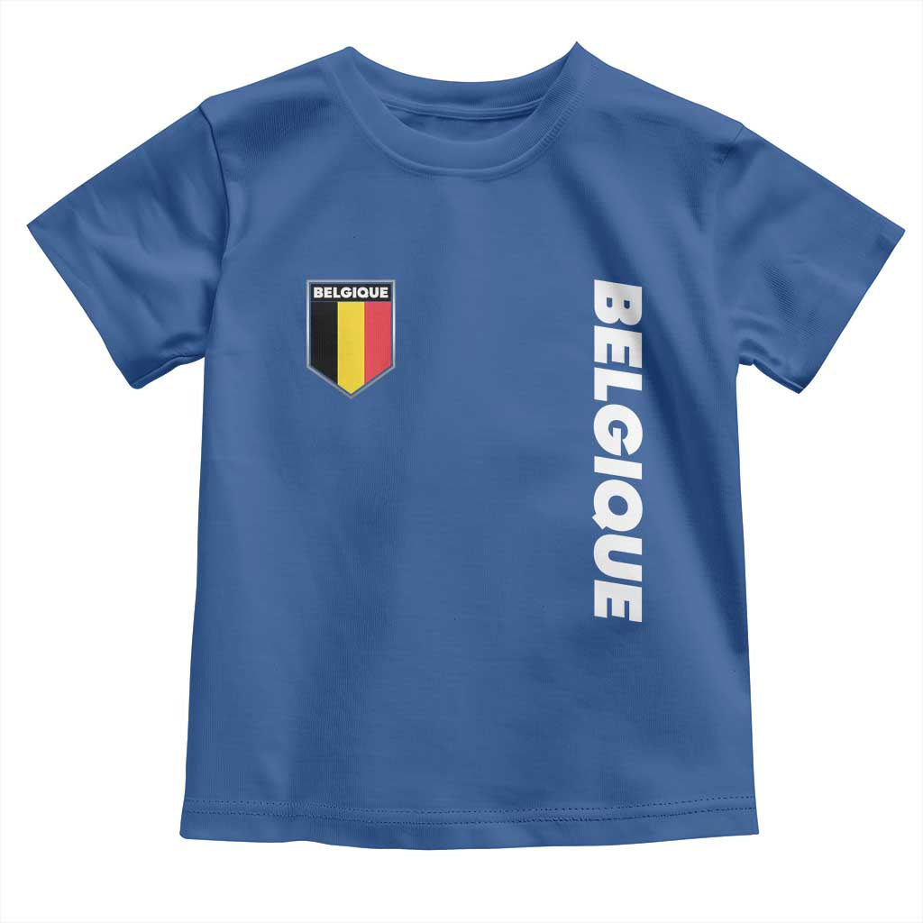 Belgique Belgium Flag Shield Minimalist Graphic Toddler T Shirt French Belgian Pride and European Heritage Souvenir TS02 Royal Blue Print Your Wear