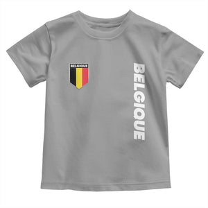 Belgique Belgium Flag Shield Minimalist Graphic Toddler T Shirt French Belgian Pride and European Heritage Souvenir TS02 Sport Gray Print Your Wear