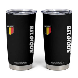 Belgique Belgium Flag Shield Minimalist Graphic Tumbler Cup French Belgian Pride and European Heritage Souvenir TS02 Black Print Your Wear