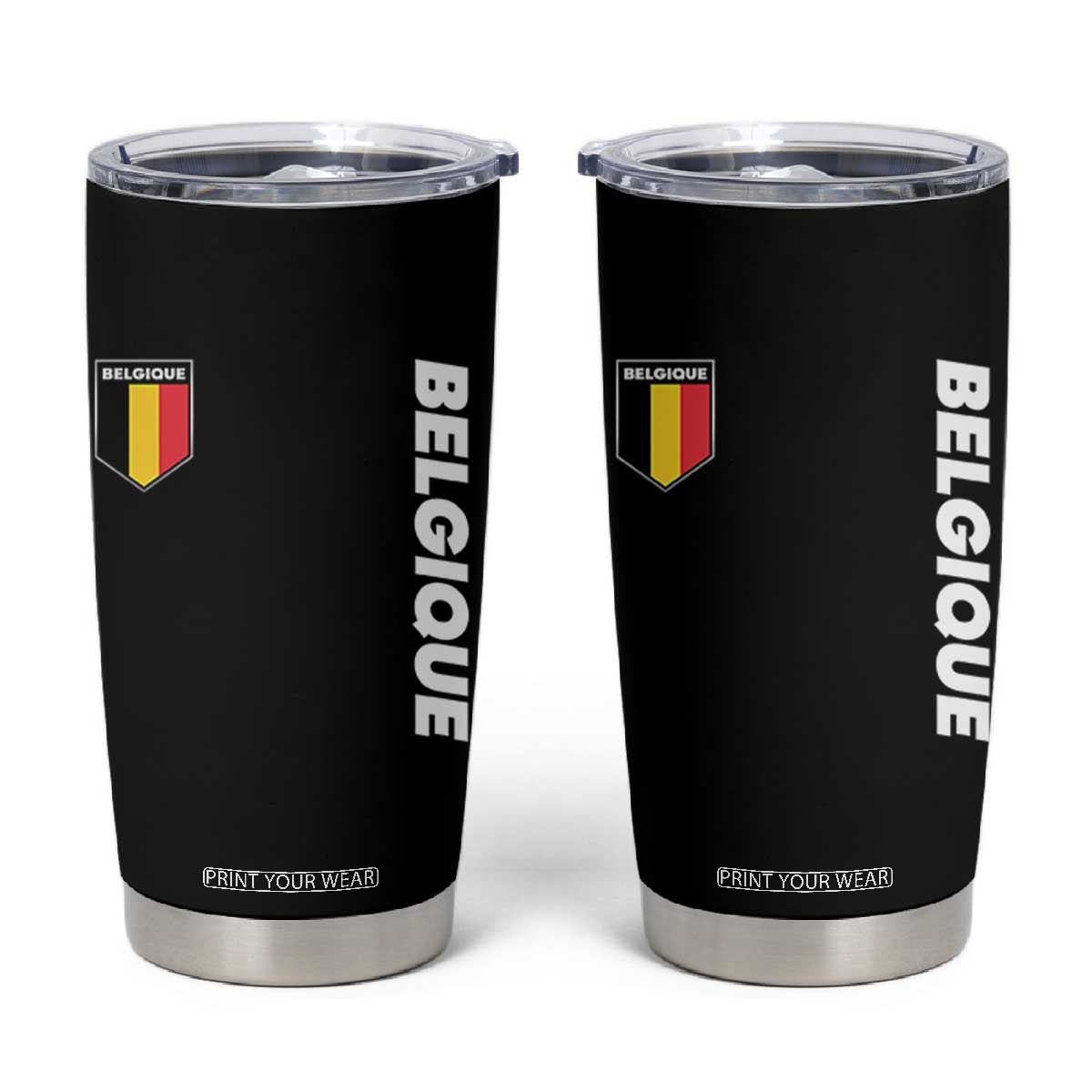 Belgique Belgium Flag Shield Minimalist Graphic Tumbler Cup French Belgian Pride and European Heritage Souvenir TS02 Black Print Your Wear