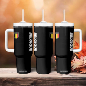 Belgique Belgium Flag Shield Minimalist Graphic Tumbler With Handle French Belgian Pride and European Heritage Souvenir TS02 Print Your Wear