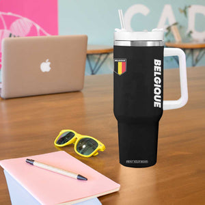 Belgique Belgium Flag Shield Minimalist Graphic Tumbler With Handle French Belgian Pride and European Heritage Souvenir TS02 Print Your Wear