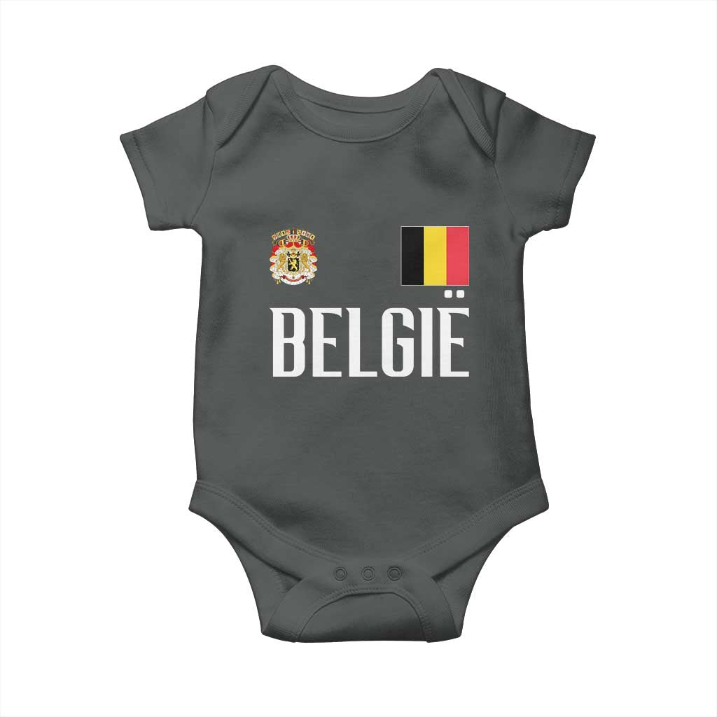 Royal Coat of Arms Belgie Crest Graphic Baby Onesie Traditional Belgium Belgian Flag and Lion Heritage Pride Gift TS02 Dark Heather Print Your Wear