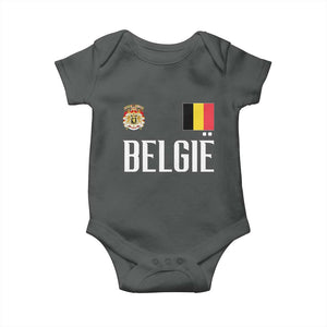 Royal Coat of Arms Belgie Crest Graphic Baby Onesie Traditional Belgium Belgian Flag and Lion Heritage Pride Gift TS02 Dark Heather Print Your Wear
