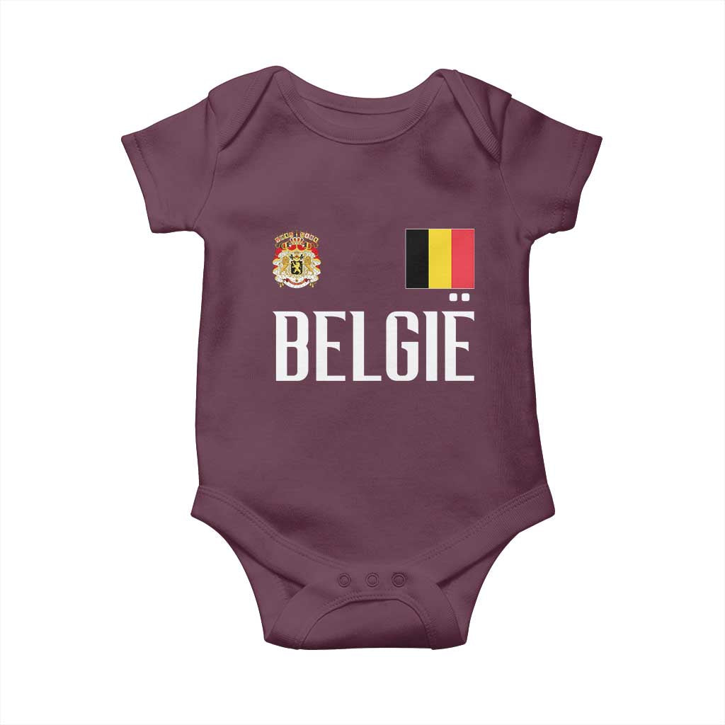 Royal Coat of Arms Belgie Crest Graphic Baby Onesie Traditional Belgium Belgian Flag and Lion Heritage Pride Gift TS02 Maroon Print Your Wear