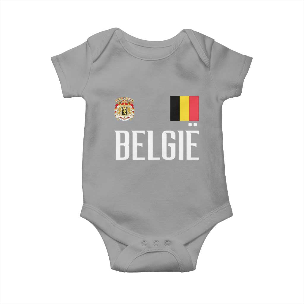 Royal Coat of Arms Belgie Crest Graphic Baby Onesie Traditional Belgium Belgian Flag and Lion Heritage Pride Gift TS02 Sport Gray Print Your Wear