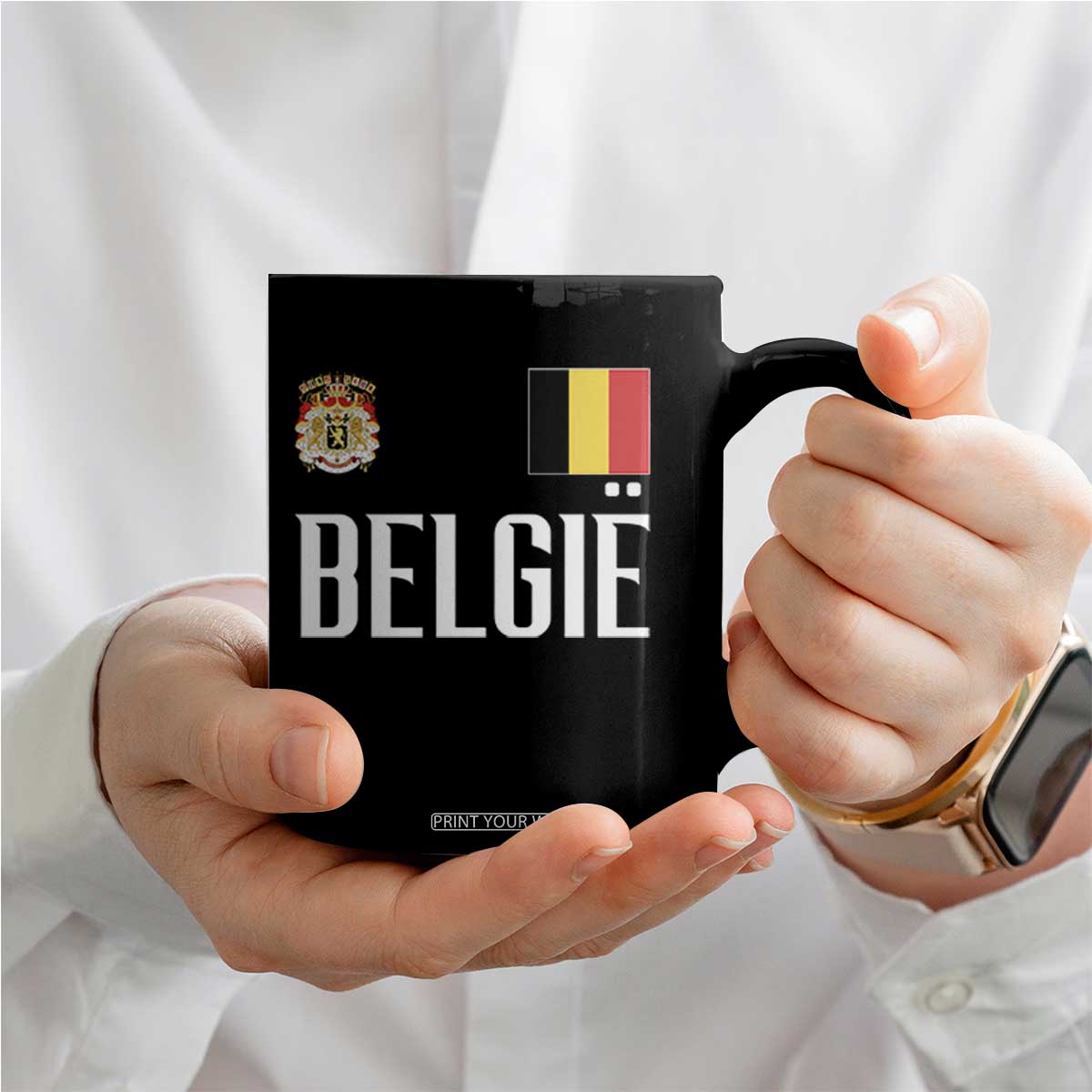 Royal Coat of Arms Belgie Crest Graphic Coffee Mug Traditional Belgium Belgian Flag and Lion Heritage Pride Gift TS02 Print Your Wear