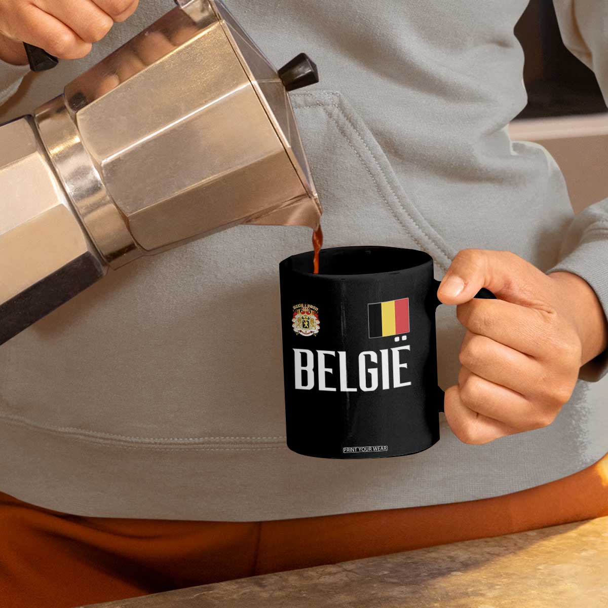 Royal Coat of Arms Belgie Crest Graphic Coffee Mug Traditional Belgium Belgian Flag and Lion Heritage Pride Gift TS02 Print Your Wear