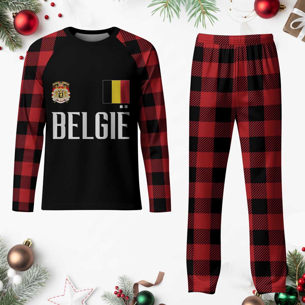 Royal Coat of Arms Belgie Crest Graphic Plaid Pajama Set Traditional Belgium Belgian Flag and Lion Heritage Pride Gift TS02 Buffalo Plaid Print Your Wear