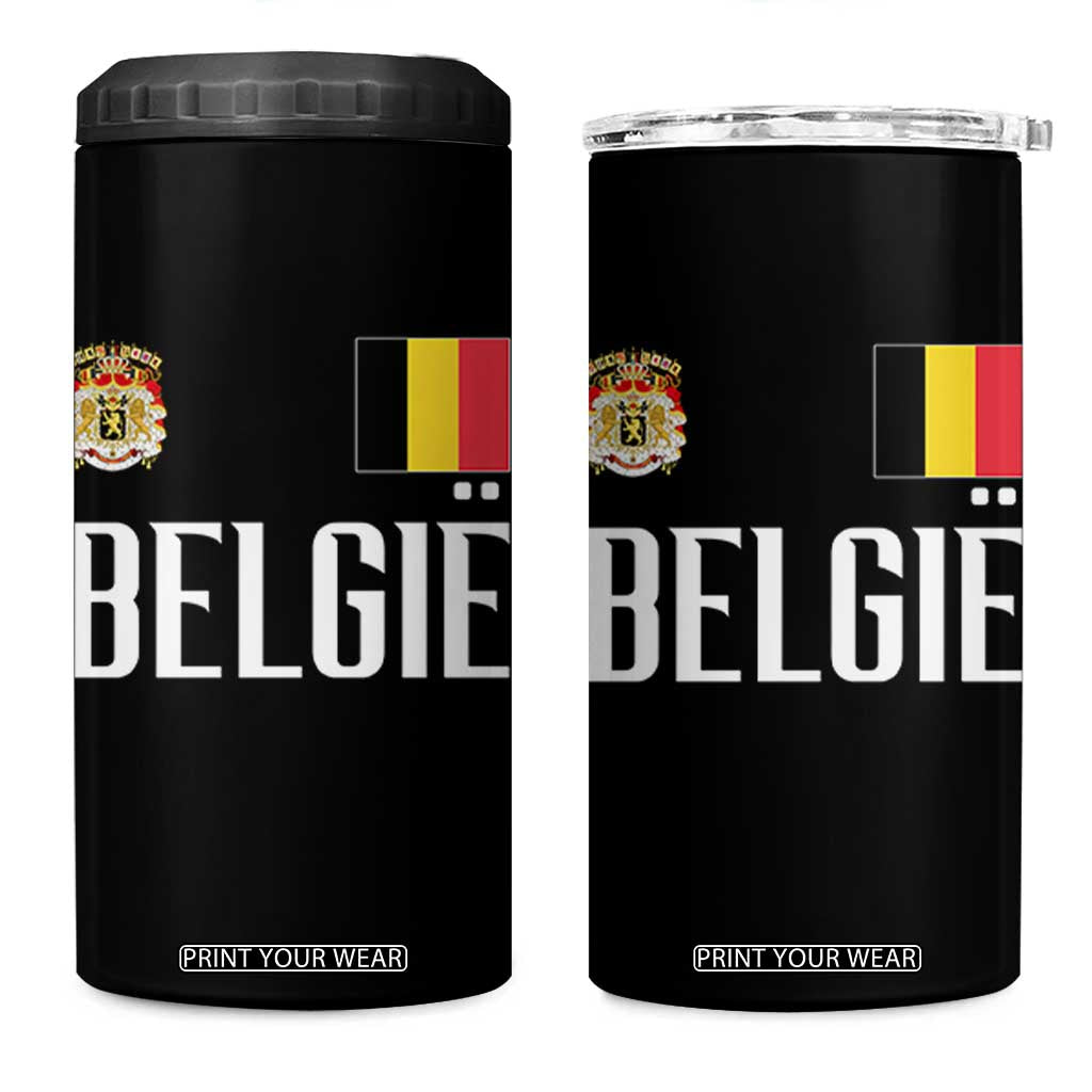 Royal Coat of Arms Belgie Crest Graphic 4 in 1 Can Cooler Tumbler Traditional Belgium Belgian Flag and Lion Heritage Pride Gift TS02 One Size: 16 oz Black Print Your Wear