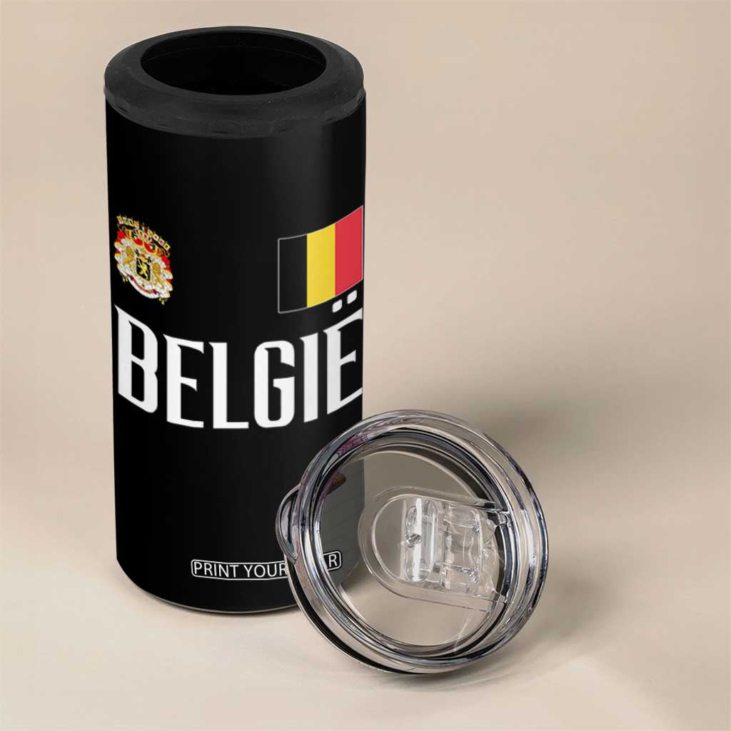Royal Coat of Arms Belgie Crest Graphic 4 in 1 Can Cooler Tumbler Traditional Belgium Belgian Flag and Lion Heritage Pride Gift TS02 Print Your Wear