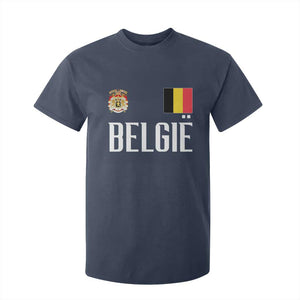 Royal Coat of Arms Belgie Crest Graphic T Shirt For Kid Traditional Belgium Belgian Flag and Lion Heritage Pride Gift TS02 Navy Print Your Wear