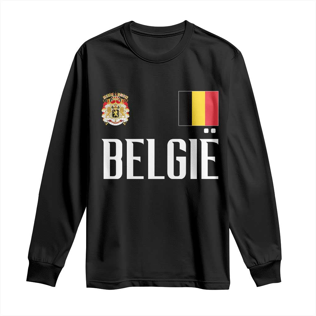 Royal Coat of Arms Belgie Crest Graphic Long Sleeve Shirt Traditional Belgium Belgian Flag and Lion Heritage Pride Gift TS02 Black Print Your Wear