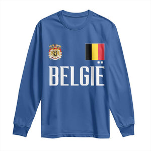 Royal Coat of Arms Belgie Crest Graphic Long Sleeve Shirt Traditional Belgium Belgian Flag and Lion Heritage Pride Gift TS02 Royal Blue Print Your Wear