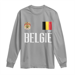 Royal Coat of Arms Belgie Crest Graphic Long Sleeve Shirt Traditional Belgium Belgian Flag and Lion Heritage Pride Gift TS02 Sport Gray Print Your Wear