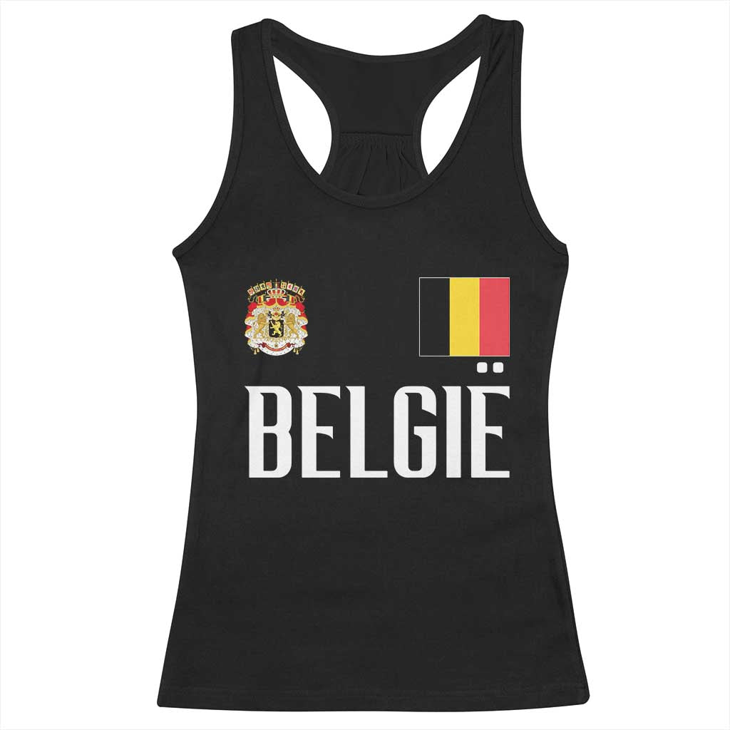 Royal Coat of Arms Belgie Crest Graphic Racerback Tank Top Traditional Belgium Belgian Flag and Lion Heritage Pride Gift TS02 Black Print Your Wear