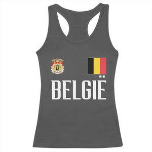 Royal Coat of Arms Belgie Crest Graphic Racerback Tank Top Traditional Belgium Belgian Flag and Lion Heritage Pride Gift TS02 Dark Heather Print Your Wear