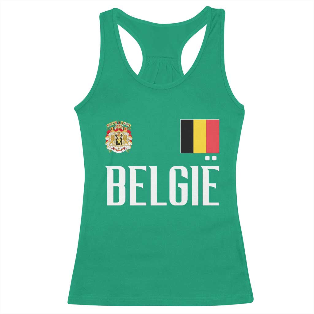Royal Coat of Arms Belgie Crest Graphic Racerback Tank Top Traditional Belgium Belgian Flag and Lion Heritage Pride Gift TS02 Irish Green Print Your Wear