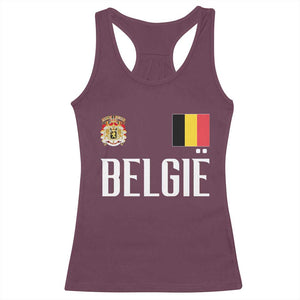 Royal Coat of Arms Belgie Crest Graphic Racerback Tank Top Traditional Belgium Belgian Flag and Lion Heritage Pride Gift TS02 Maroon Print Your Wear