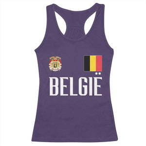 Royal Coat of Arms Belgie Crest Graphic Racerback Tank Top Traditional Belgium Belgian Flag and Lion Heritage Pride Gift TS02 Purple Print Your Wear
