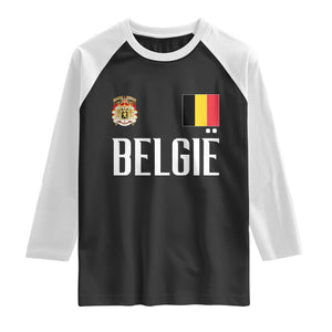 Royal Coat of Arms Belgie Crest Graphic Raglan Shirt Traditional Belgium Belgian Flag and Lion Heritage Pride Gift TS02 Black White Print Your Wear