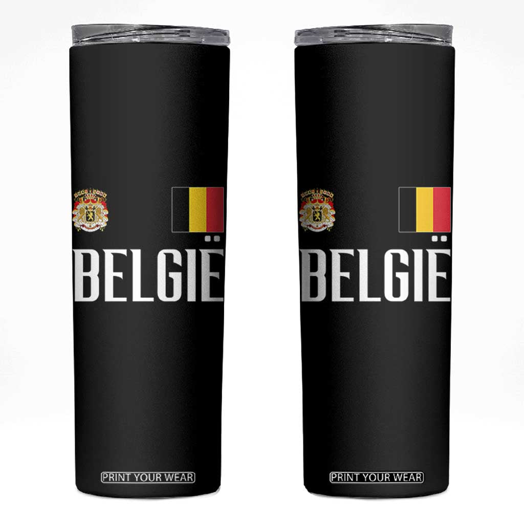 Royal Coat of Arms Belgie Crest Graphic Skinny Tumbler Traditional Belgium Belgian Flag and Lion Heritage Pride Gift TS02 Black Print Your Wear