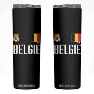 Royal Coat of Arms Belgie Crest Graphic Skinny Tumbler Traditional Belgium Belgian Flag and Lion Heritage Pride Gift TS02 Black Print Your Wear