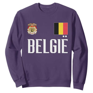 Royal Coat of Arms Belgie Crest Graphic Sweatshirt Traditional Belgium Belgian Flag and Lion Heritage Pride Gift TS02 Purple Print Your Wear
