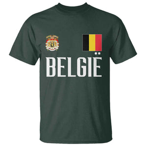 Royal Coat of Arms Belgie Crest Graphic T Shirt Traditional Belgium Belgian Flag and Lion Heritage Pride Gift TS02 Dark Forest Green Print Your Wear