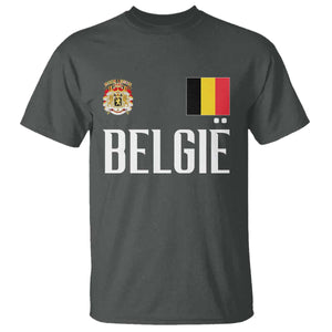 Royal Coat of Arms Belgie Crest Graphic T Shirt Traditional Belgium Belgian Flag and Lion Heritage Pride Gift TS02 Dark Heather Print Your Wear