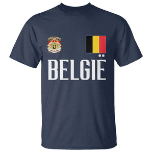 Royal Coat of Arms Belgie Crest Graphic T Shirt Traditional Belgium Belgian Flag and Lion Heritage Pride Gift TS02 Navy Print Your Wear