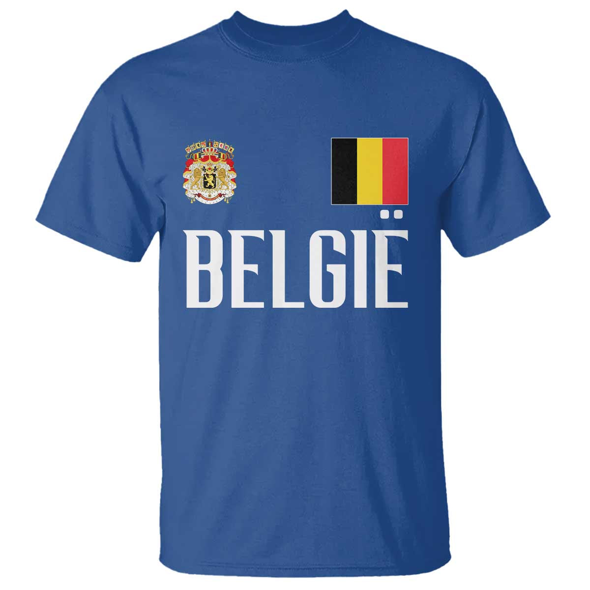 Royal Coat of Arms Belgie Crest Graphic T Shirt Traditional Belgium Belgian Flag and Lion Heritage Pride Gift TS02 Royal Blue Print Your Wear