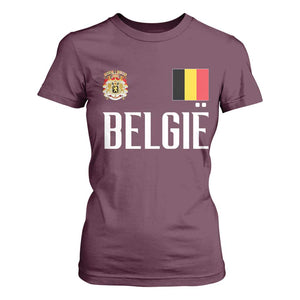 Royal Coat of Arms Belgie Crest Graphic T Shirt For Women Traditional Belgium Belgian Flag and Lion Heritage Pride Gift TS02 Maroon Print Your Wear