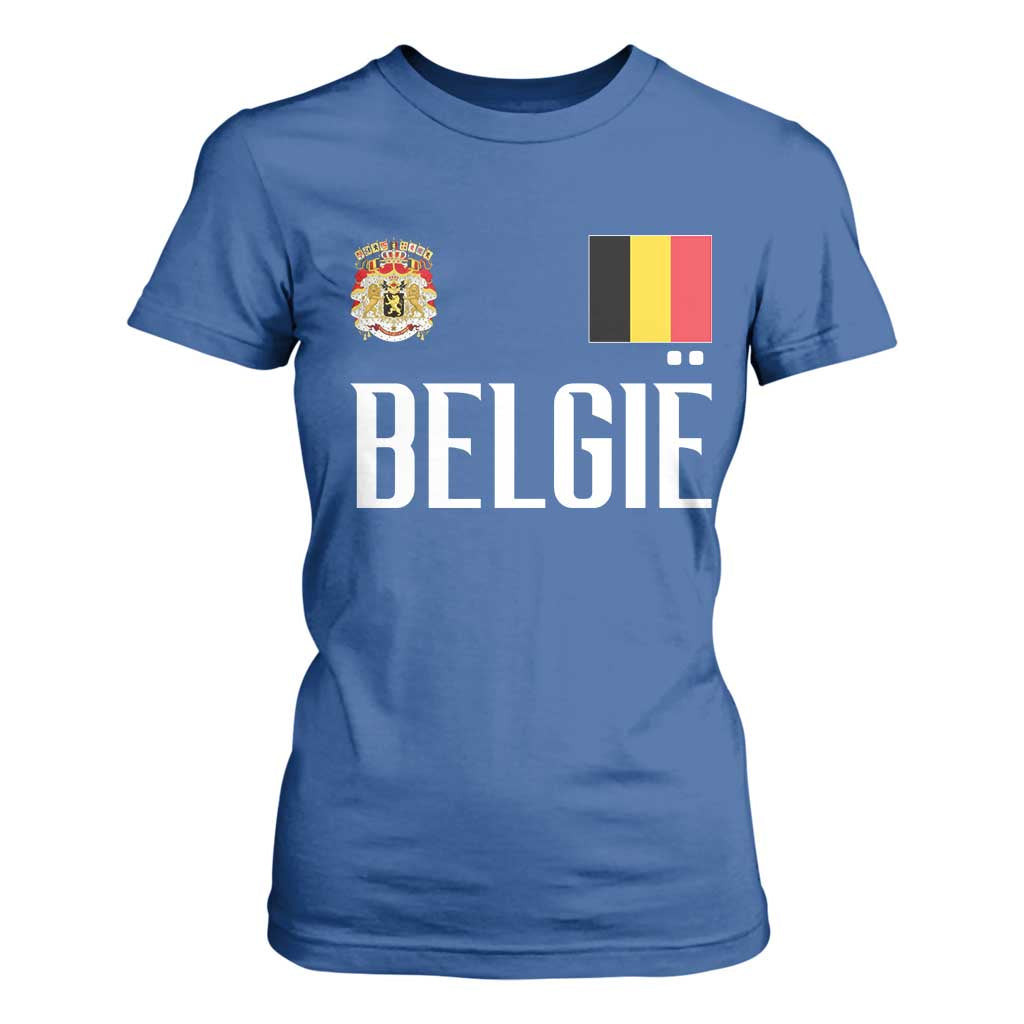 Royal Coat of Arms Belgie Crest Graphic T Shirt For Women Traditional Belgium Belgian Flag and Lion Heritage Pride Gift TS02 Royal Blue Print Your Wear