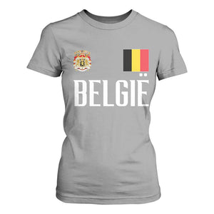 Royal Coat of Arms Belgie Crest Graphic T Shirt For Women Traditional Belgium Belgian Flag and Lion Heritage Pride Gift TS02 Sport Gray Print Your Wear