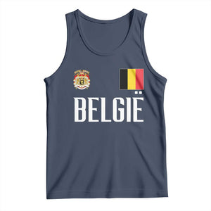 Royal Coat of Arms Belgie Crest Graphic Tank Top Traditional Belgium Belgian Flag and Lion Heritage Pride Gift TS02 Navy Print Your Wear