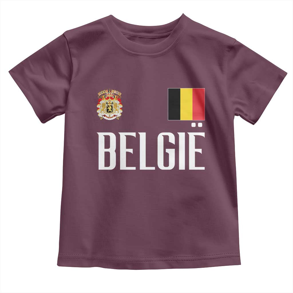Royal Coat of Arms Belgie Crest Graphic Toddler T Shirt Traditional Belgium Belgian Flag and Lion Heritage Pride Gift TS02 Maroon Print Your Wear