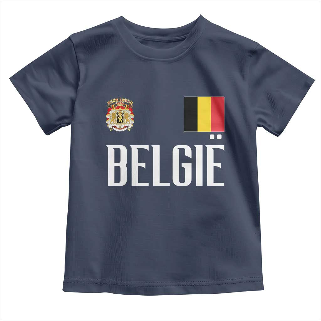 Royal Coat of Arms Belgie Crest Graphic Toddler T Shirt Traditional Belgium Belgian Flag and Lion Heritage Pride Gift TS02 Navy Print Your Wear