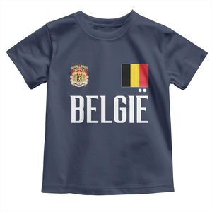 Royal Coat of Arms Belgie Crest Graphic Toddler T Shirt Traditional Belgium Belgian Flag and Lion Heritage Pride Gift TS02 Navy Print Your Wear