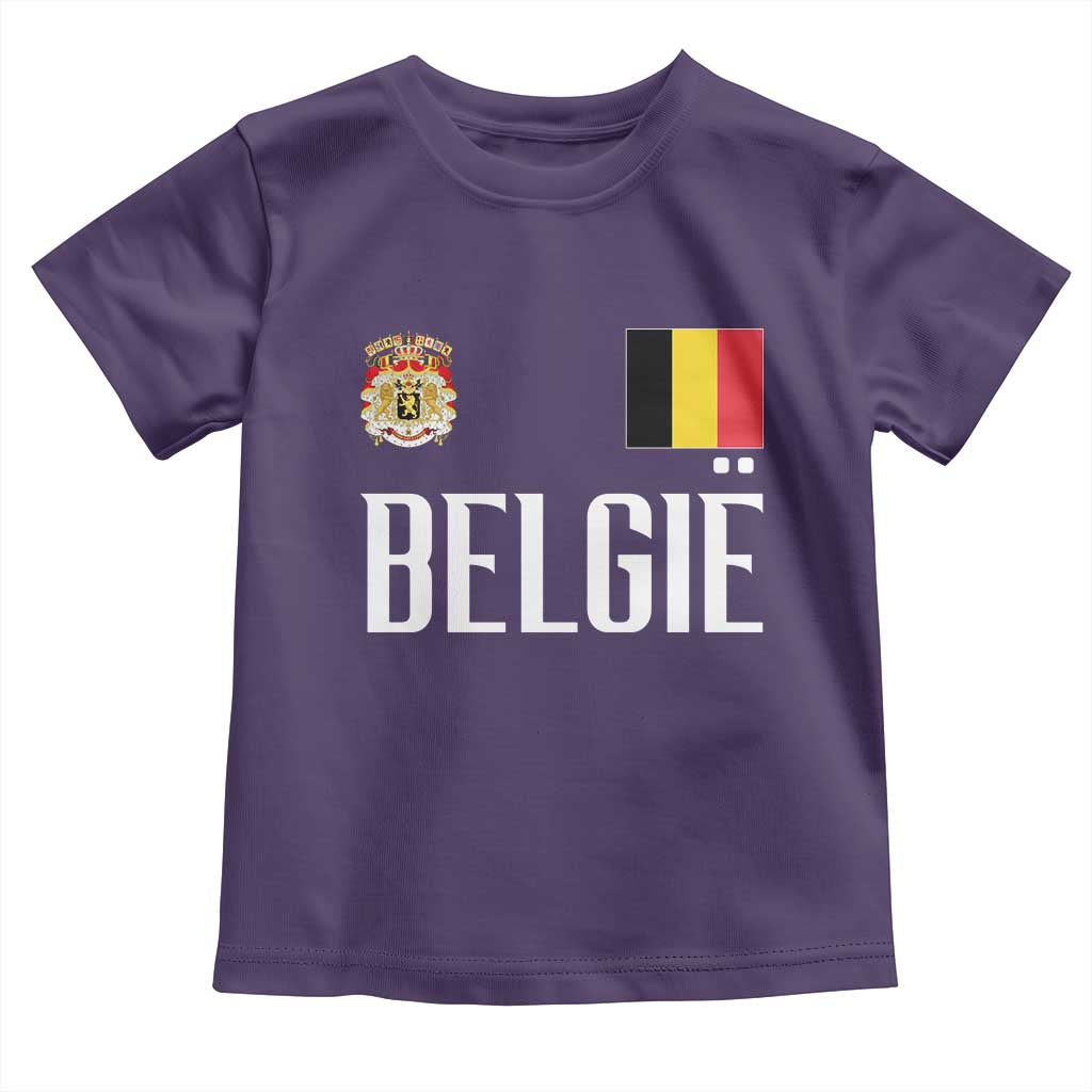 Royal Coat of Arms Belgie Crest Graphic Toddler T Shirt Traditional Belgium Belgian Flag and Lion Heritage Pride Gift TS02 Purple Print Your Wear