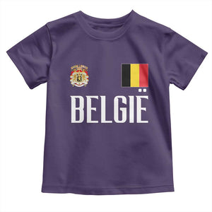 Royal Coat of Arms Belgie Crest Graphic Toddler T Shirt Traditional Belgium Belgian Flag and Lion Heritage Pride Gift TS02 Purple Print Your Wear