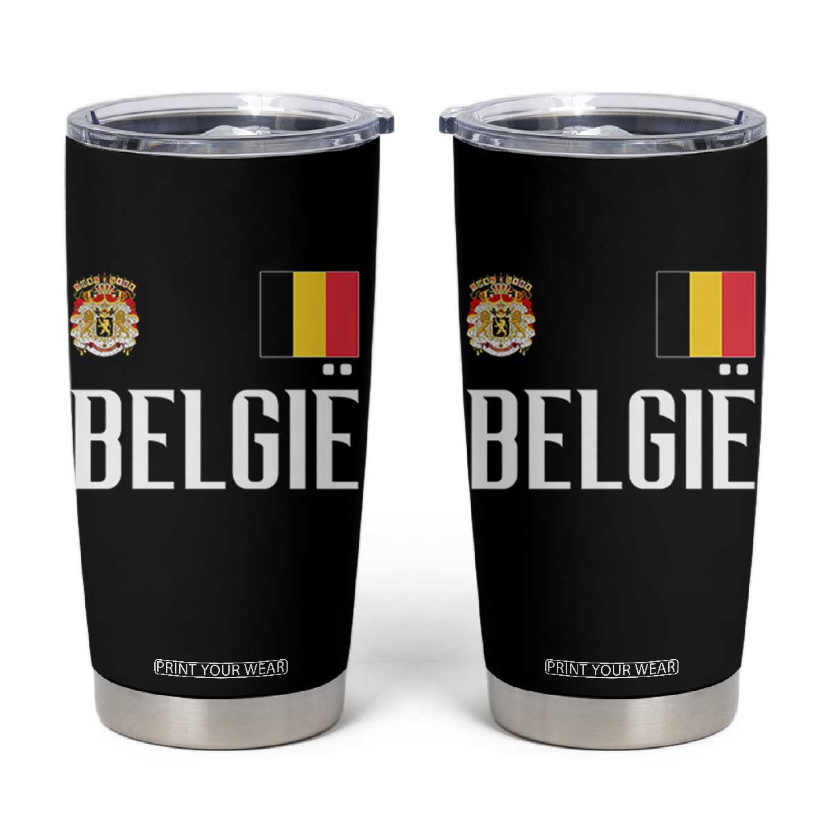 Royal Coat of Arms Belgie Crest Graphic Tumbler Cup Traditional Belgium Belgian Flag and Lion Heritage Pride Gift TS02 Black Print Your Wear