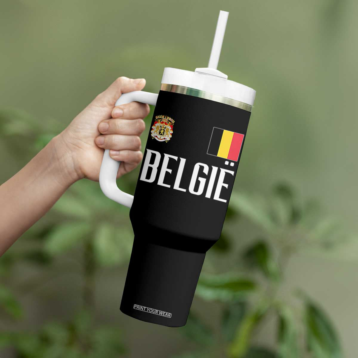 Royal Coat of Arms Belgie Crest Graphic Tumbler With Handle Traditional Belgium Belgian Flag and Lion Heritage Pride Gift TS02 Print Your Wear